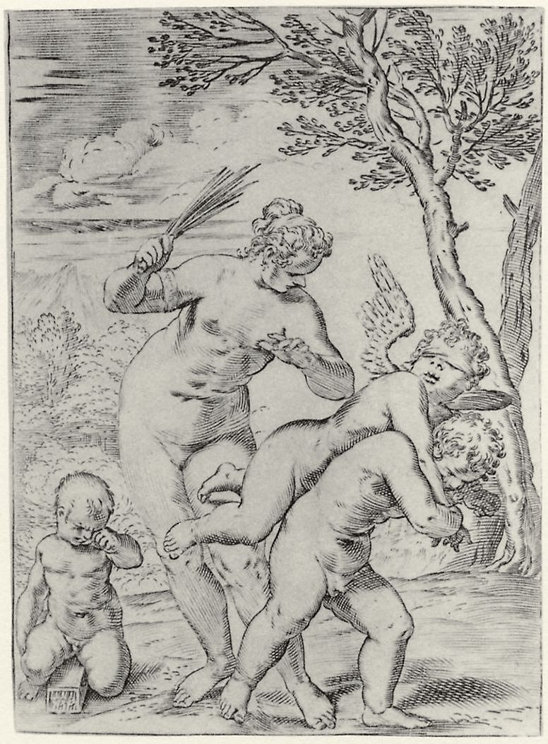 Agostino Carracci. Venus punishing Eros