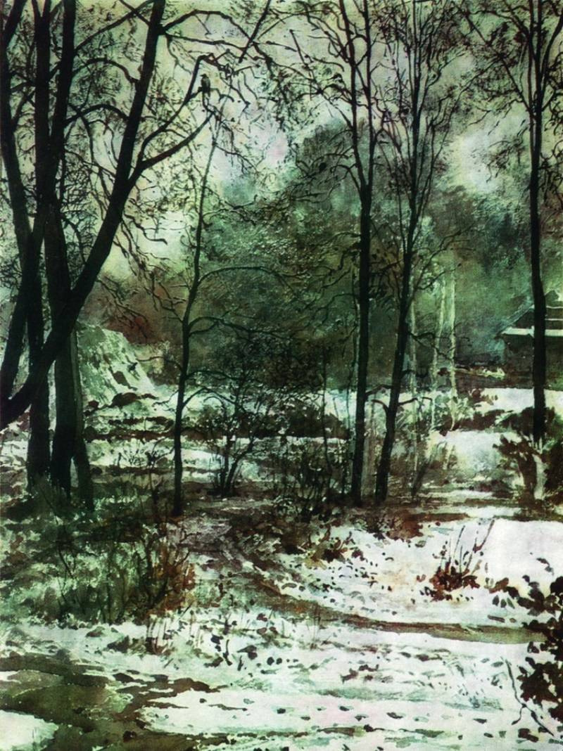 Elena Dmitrievna Polenova. Paesaggio invernale. Margine della foresta