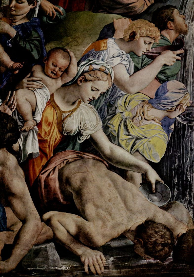 Agnolo Bronzino. Moses cuts water from the rock