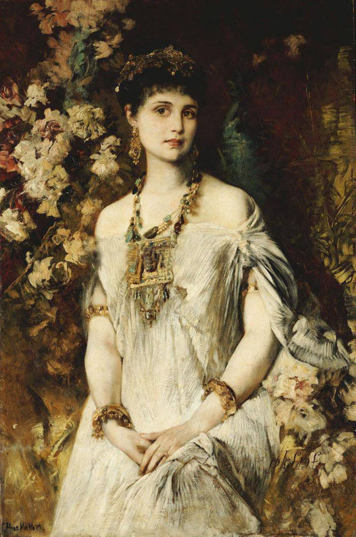 Hans Makart. A girl in Egyptian outfit