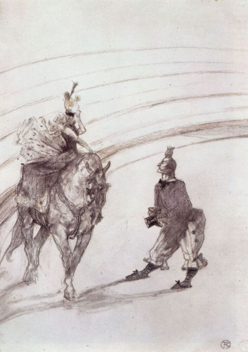 Henri de Toulouse-Lautrec. Au Cirque Ecuyere de panneau