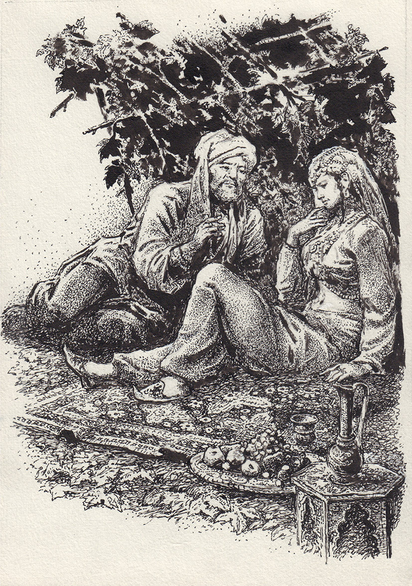 Arkady Alexandrovich Lurie. Illustration presumably to Yeremey Parnov's book "Thunder Dragons". 1970s