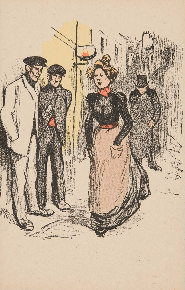 Theophile-Alexander Steinlen. A woman passing by onlookers