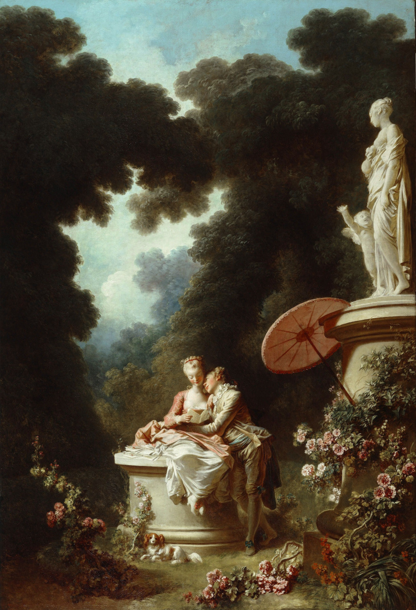 Jean-Honore Fragonard. A Declaration of love. From series of paintings "Love adventure"