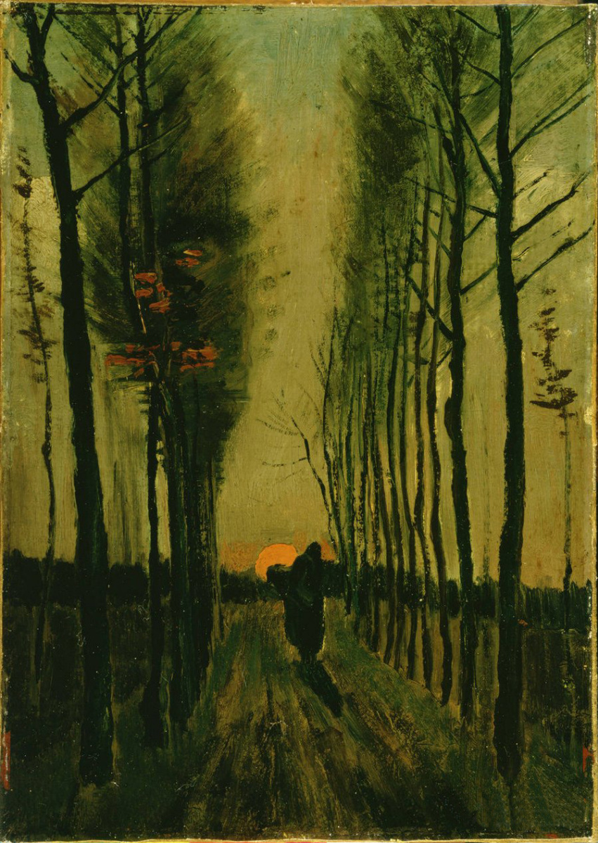 Vincent van Gogh. Poplar alley at sunset