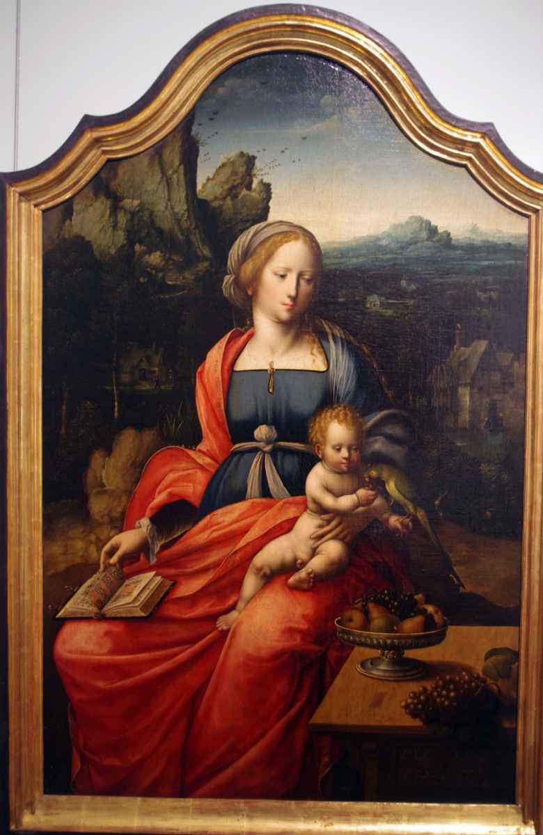 Masterpieces of unknown artists. The Madonna and child in a landscape