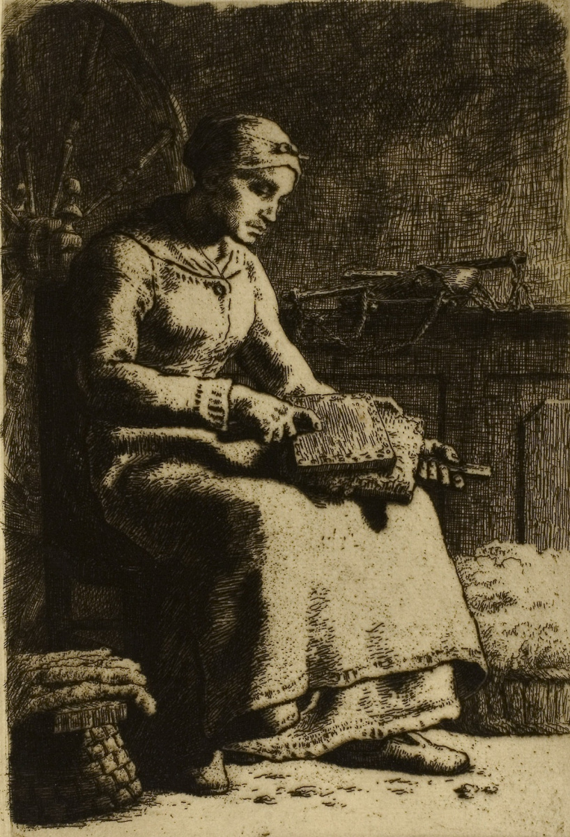 Jean-François Millet. Comber wool