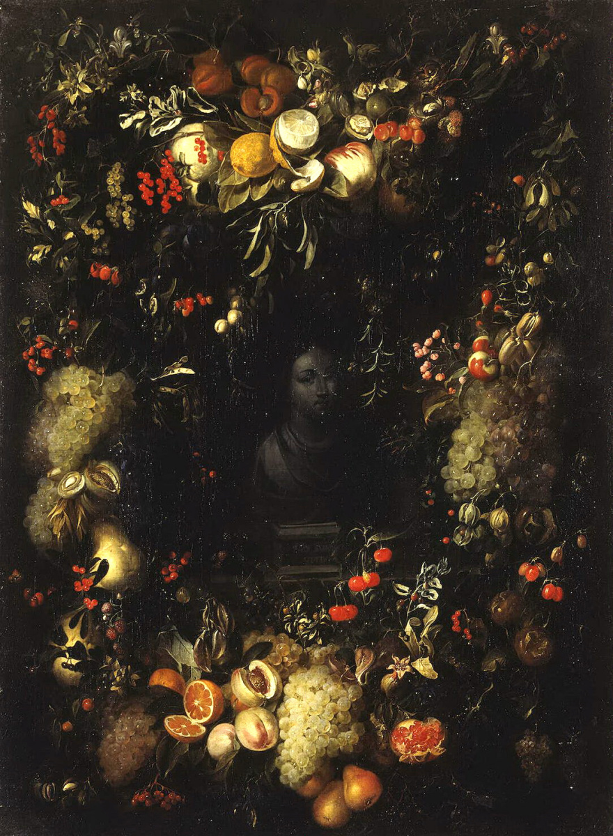 Jan Pauvel Senior Guillemans. Bust of the Madonna in a garland of fruit