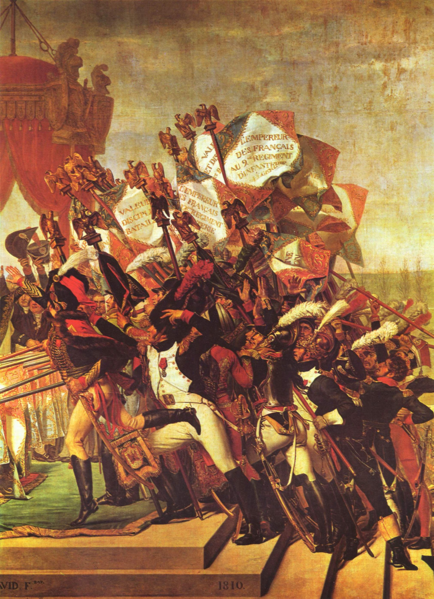 Жак-Луи Давид. Присяга войска императору после раздачи знамен на Марсовом поле в Париже 5 декабря 1804. Фрагмент II