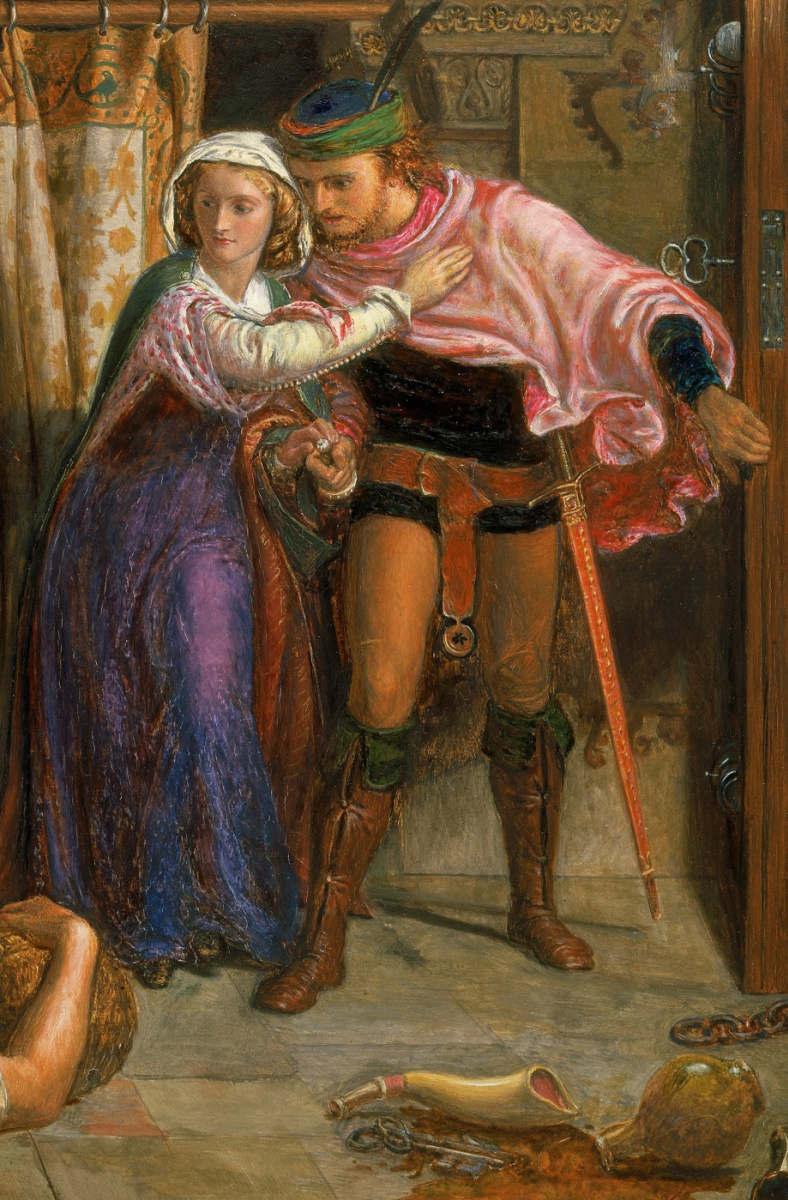 William Holman Hunt. The flight of Madeline and Porphyro attending the revelry on the eve of St. Agnes. Fragment II