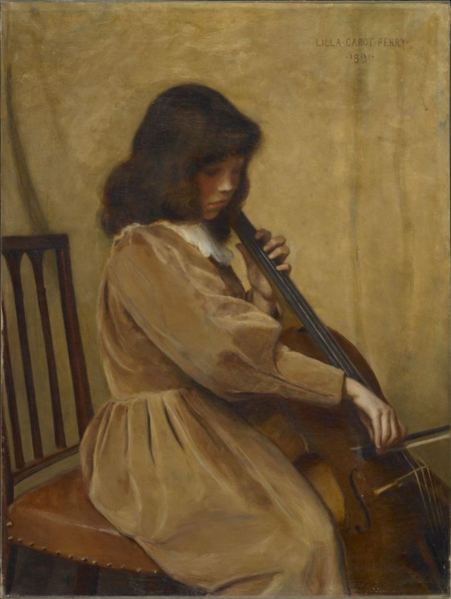 The girl playing the cello, 1891, 76102 cm by Lila Cabot Perry: History,  Analysis & Facts | Arthive