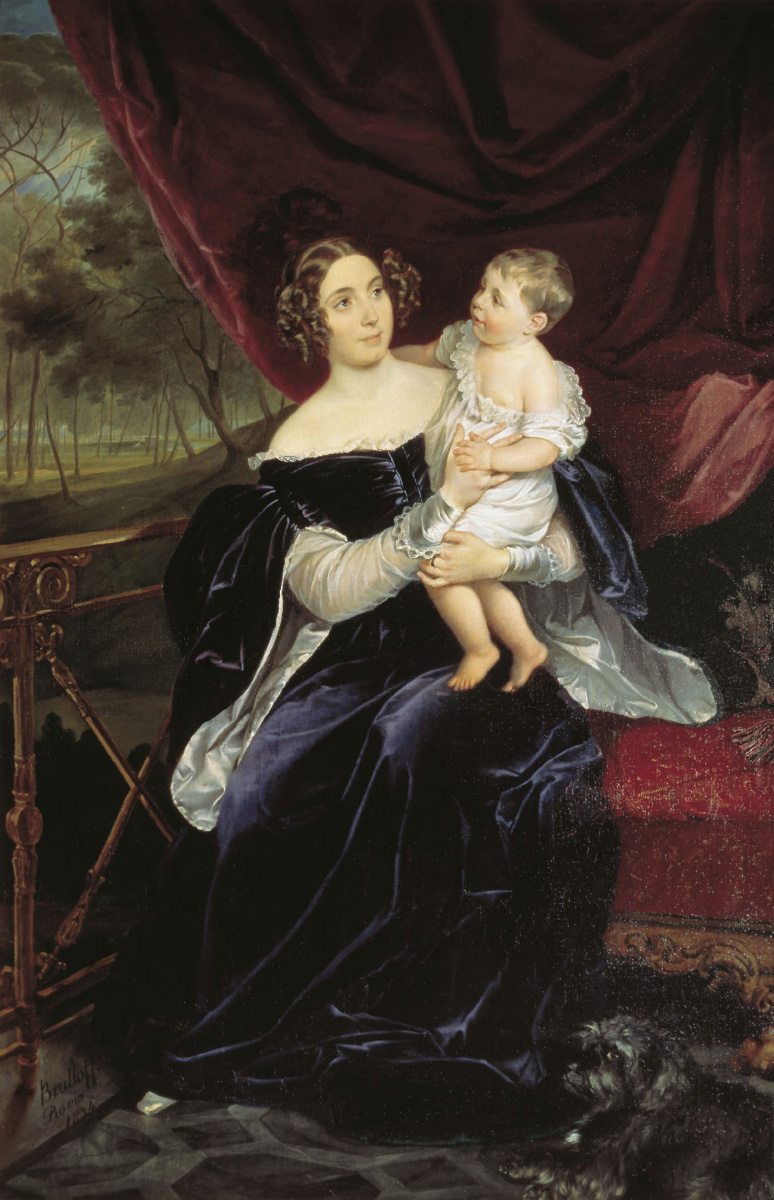 Karl Bryullov. Portrait of Countess Olga Ivanovna Orlova-Davydova with her daughter Natalya Vladimirovna Orlova-Davydova