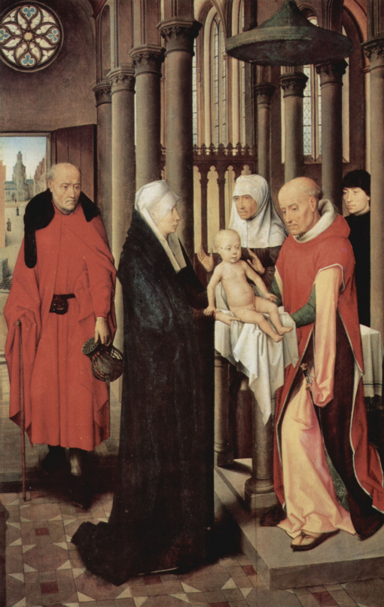 Hans Memling. The offering to the temple. Triptych the adoration of the Magi. The right panel