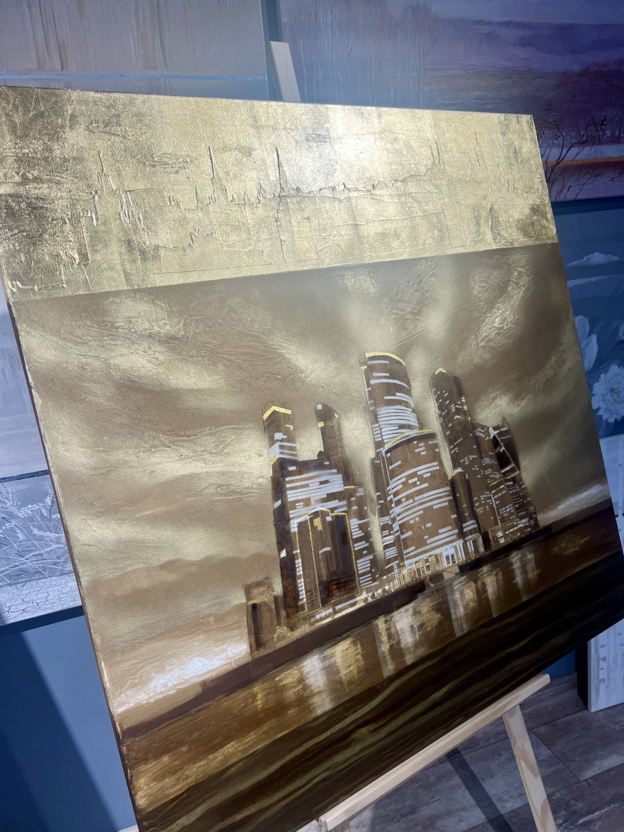 Oil painting with views of Moscow