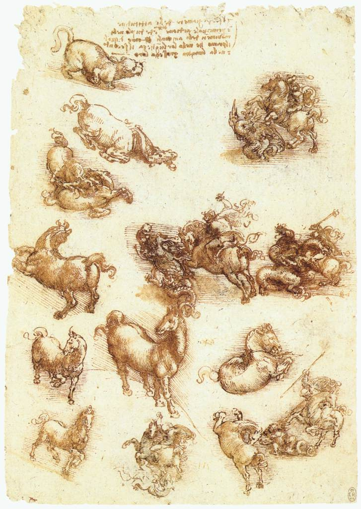 Leonardo da Vinci. Sketches of horses