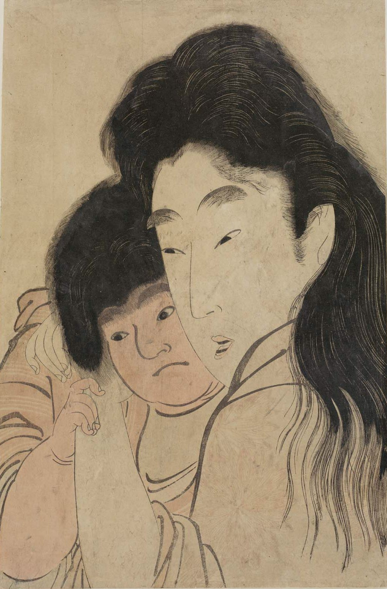 Kitagawa Utamaro. Yamauba hugs Kintaro