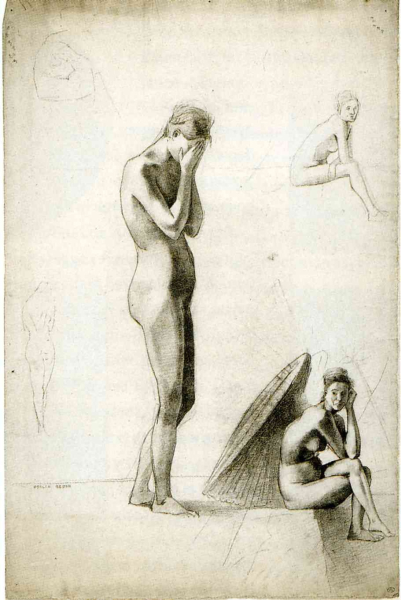 Odilon Redon. Five sketches of the female Nude