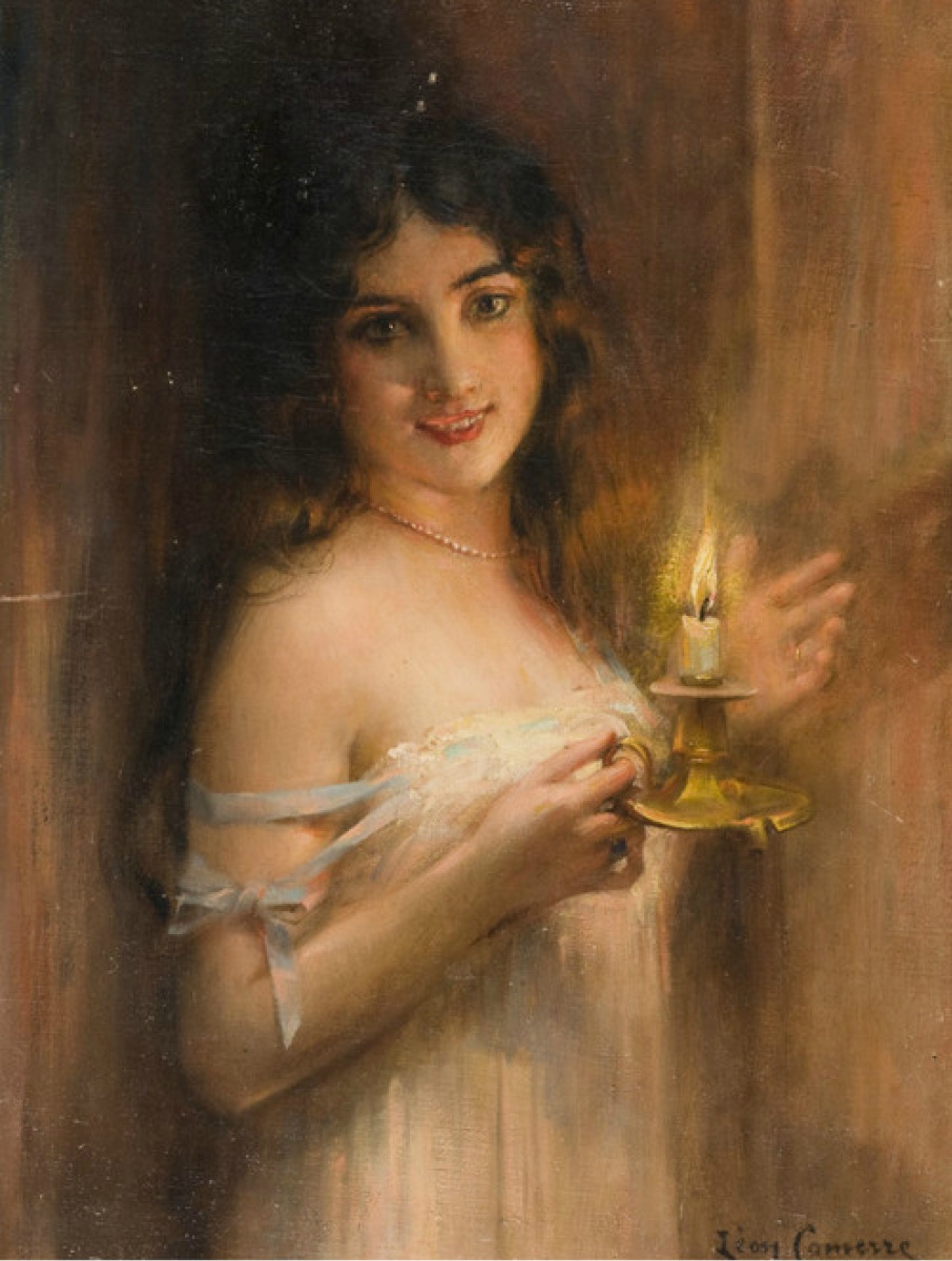 Leon Francois Comerre. Young woman with a candle.