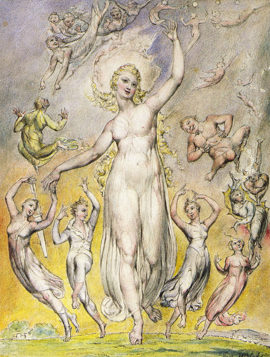 William Blake. Joy. Illustrations to the poems of Milton's "Fun" and "Thoughtful"