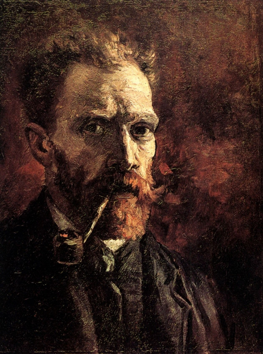 Vincent van Gogh. Self-portrait with a pipe