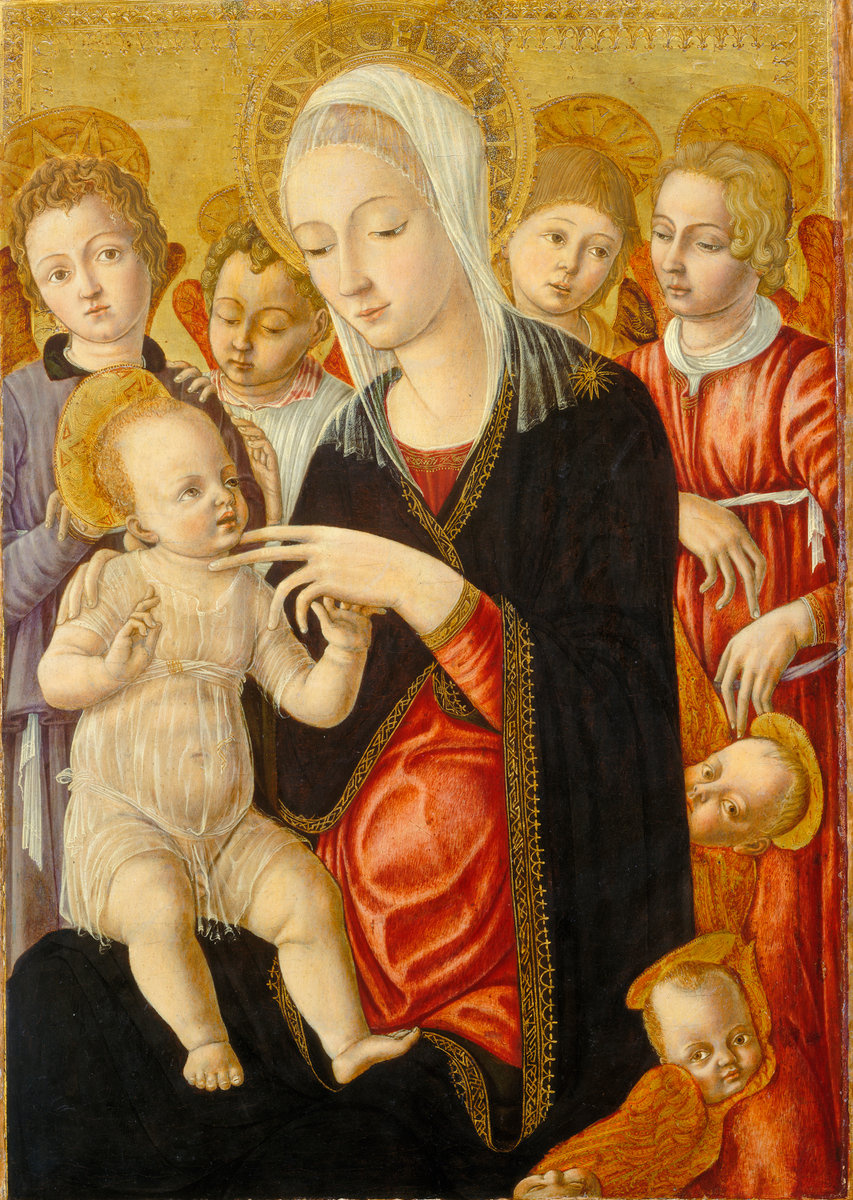 Matteo di Giovanni. Madonna col Bambino tra angeli e cherubini