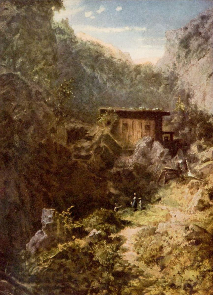 Karl Spitzweg. Mill in the mountains