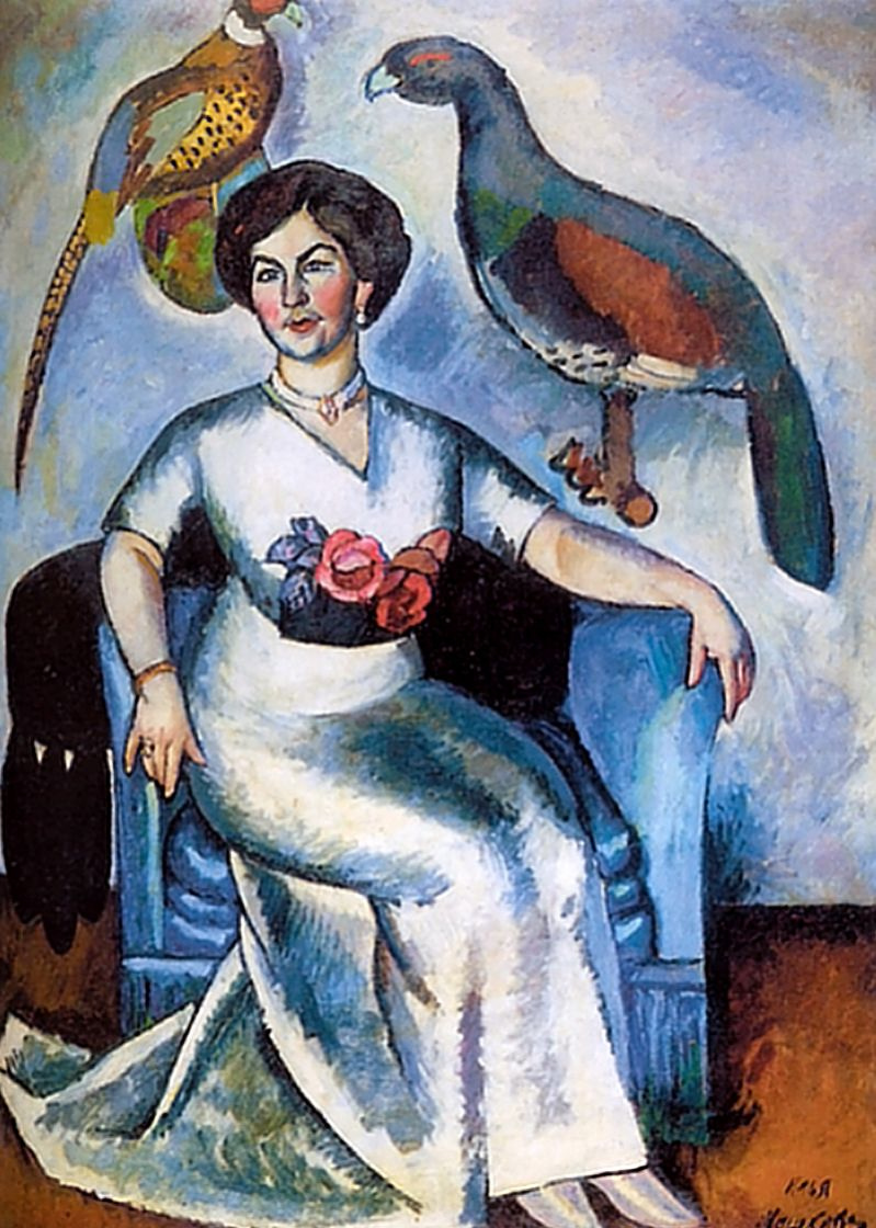 Ilya Mashkov. Portrait of a lady with pheasants