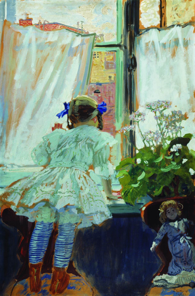 Boris Kustodiev. Window. Portrait Of I. B. Kustodieva