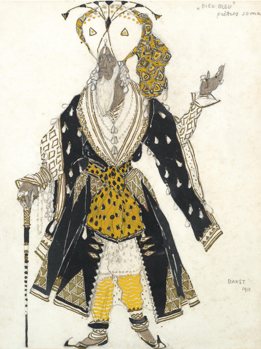 Lev (Leon) Bakst. Costume design for the ballet "Blue God"