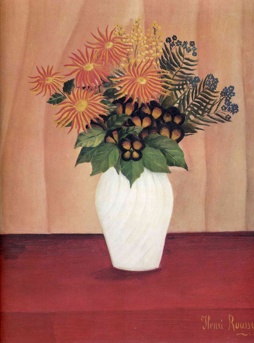 Henri Rousseau. White vase with flowers