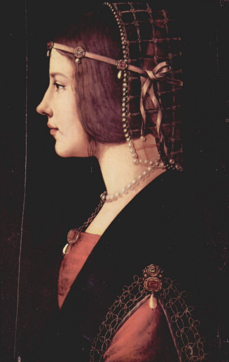 Masterpieces of unknown artists. Portrait of a young woman (probably Beatrice d'este)