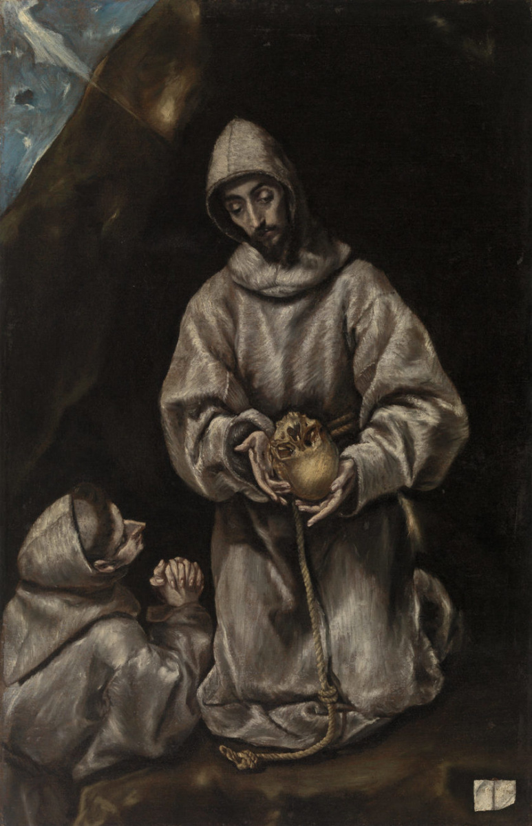 Domenico Theotokopoulos (El Greco). St. Francis and brother Leo meditating on death