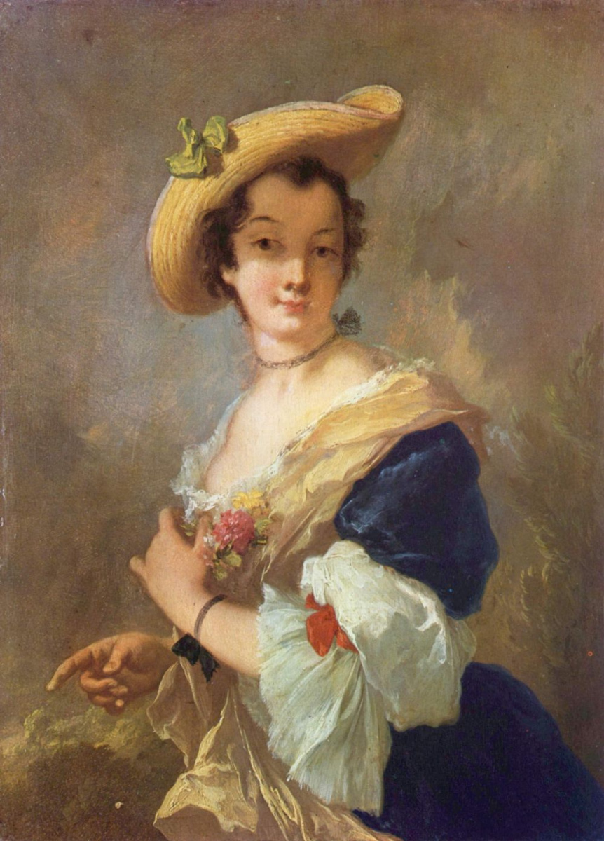 Christian Wilhelm Ernst Dietrich (Dietrich). Lady in straw hat