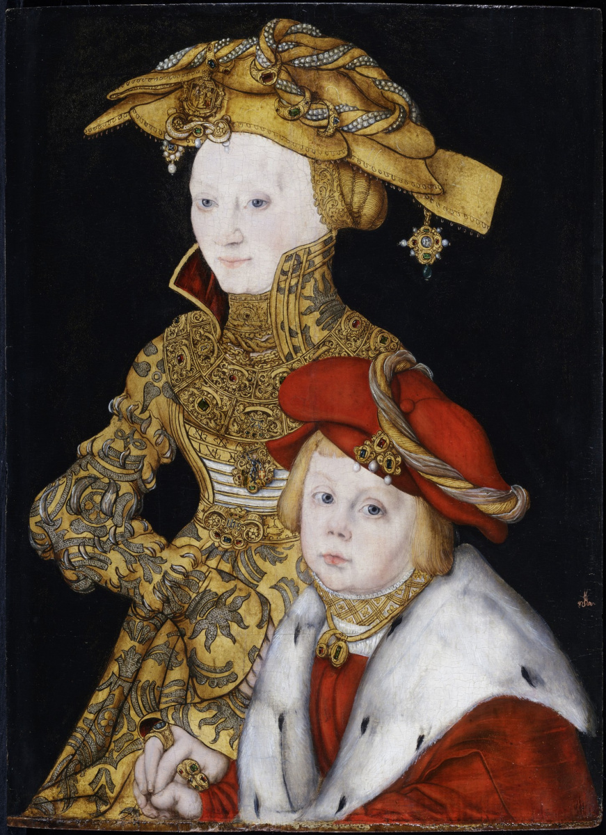 Lucas Cranach the Elder. Portrait of a Lady and her Son