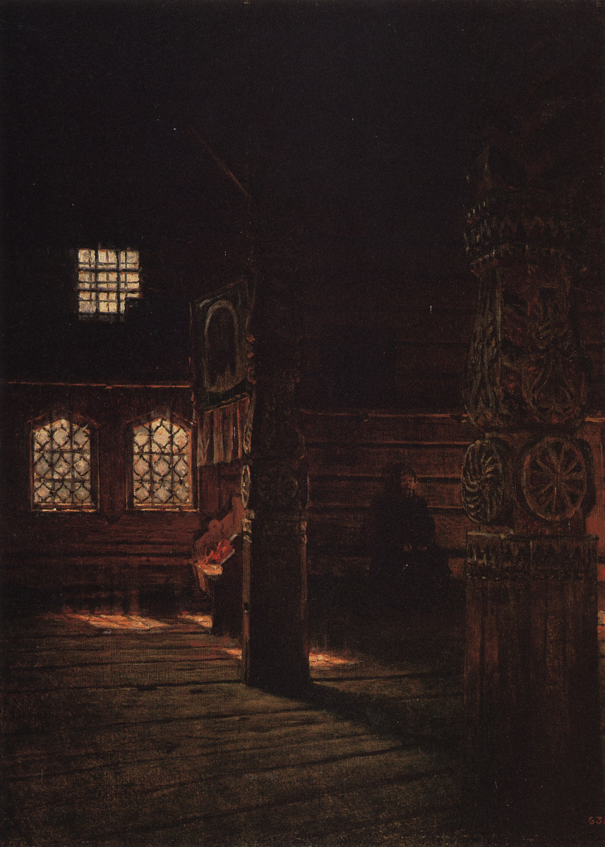 Vasily Vasilyevich Vereshchagin. Interior view of the wooden Church of Peter and Paul in Mucuge. Etude