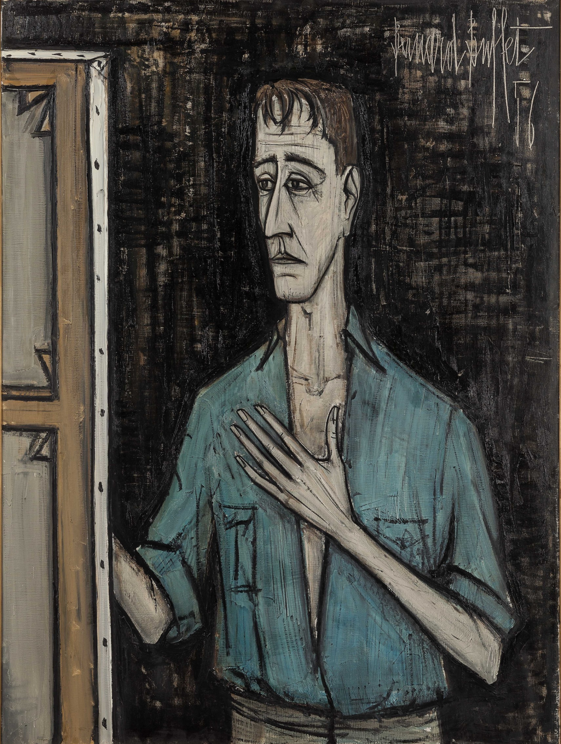 Self-portrait on black background, 1956, 97×129 cm by Bernard