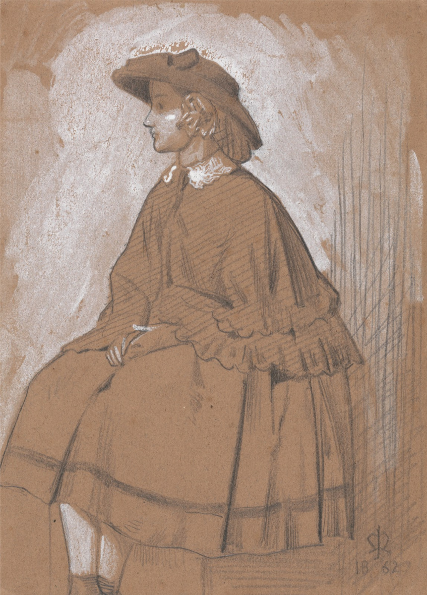 John Everett Millais. Sitting girl. Sketch