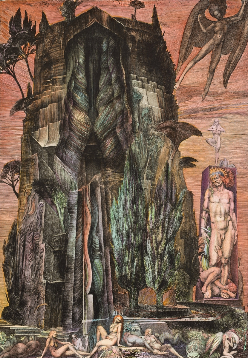 Ernst Fuchs. The temptation of St. Simeon the Stylite