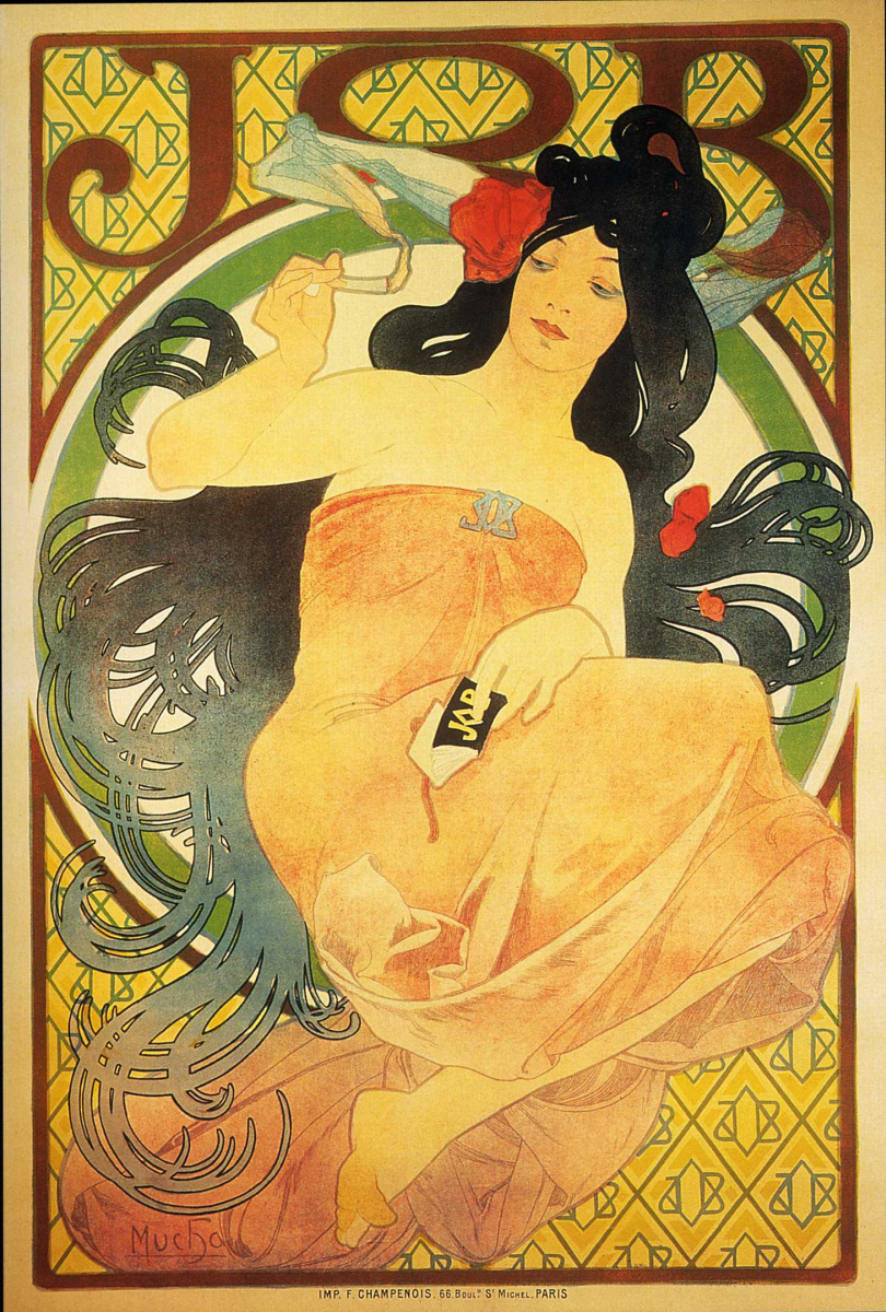 Alfons Mucha. Papel de publicidad papel de seda "Jobe"