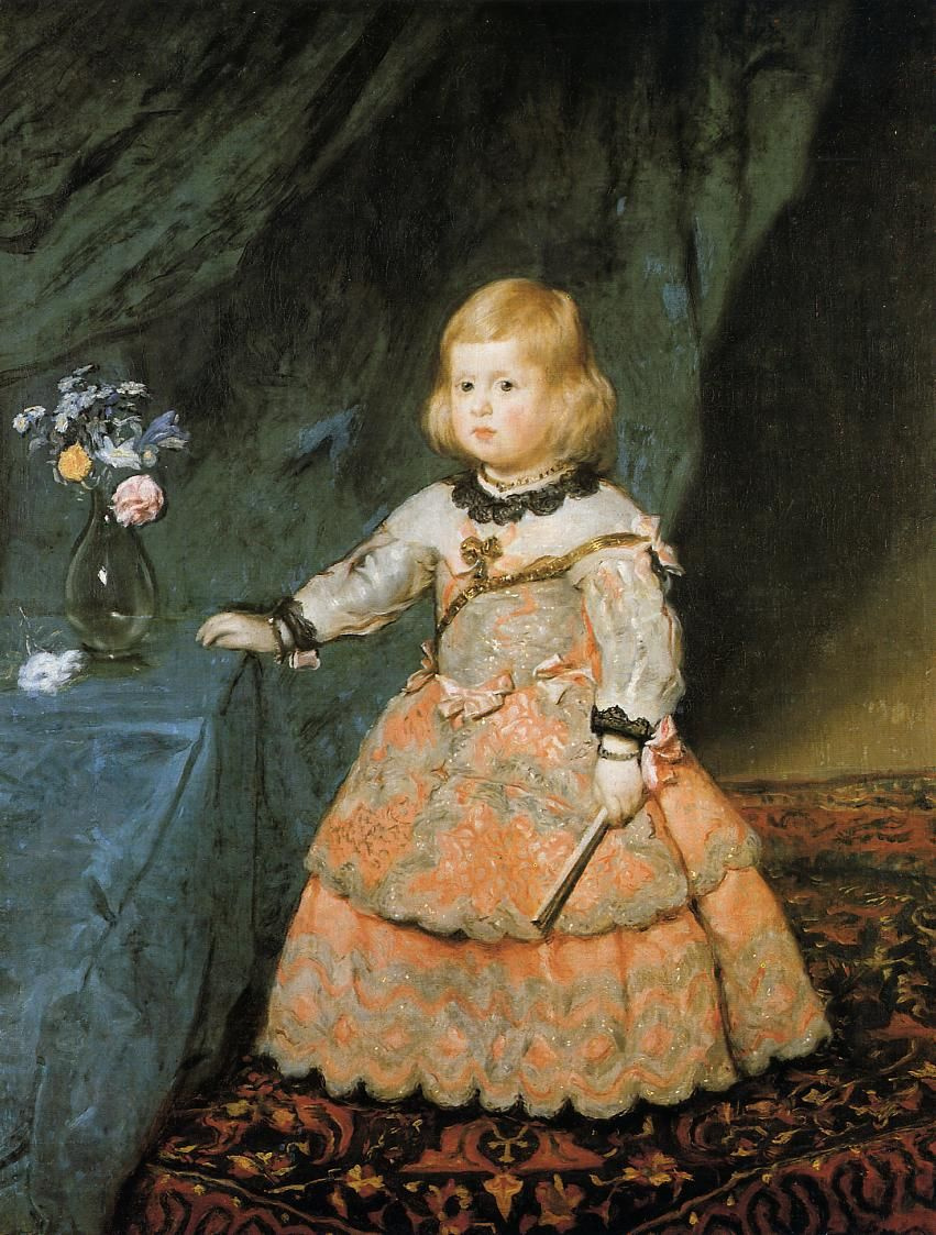 Diego Velazquez. Portrait of the Infanta Margarita in a pink dress