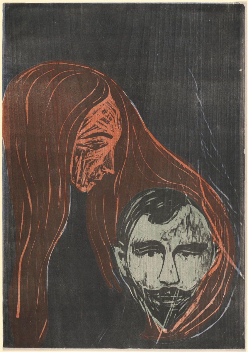 Edward Munch. Male head in female hair