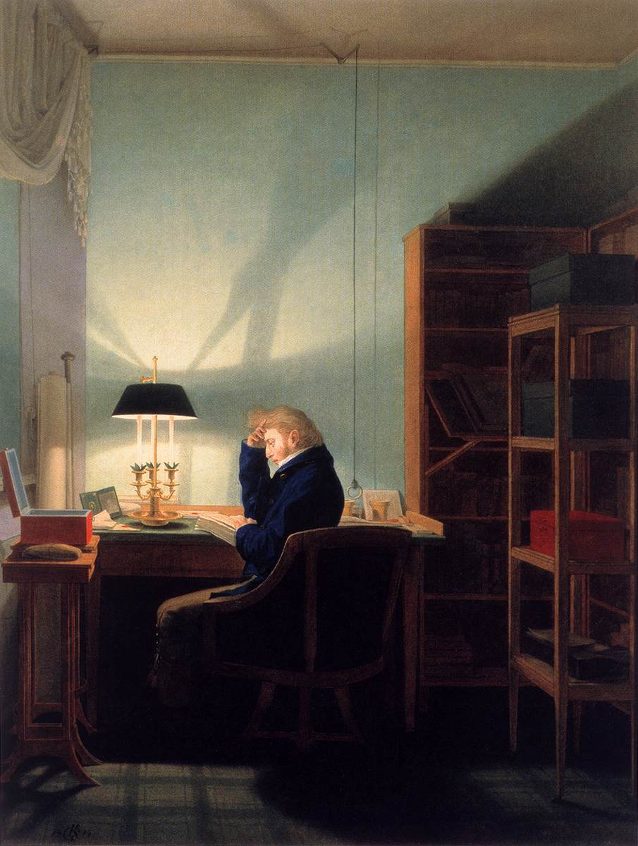 Georg Friedrich Kersting. Man reading by the lamp