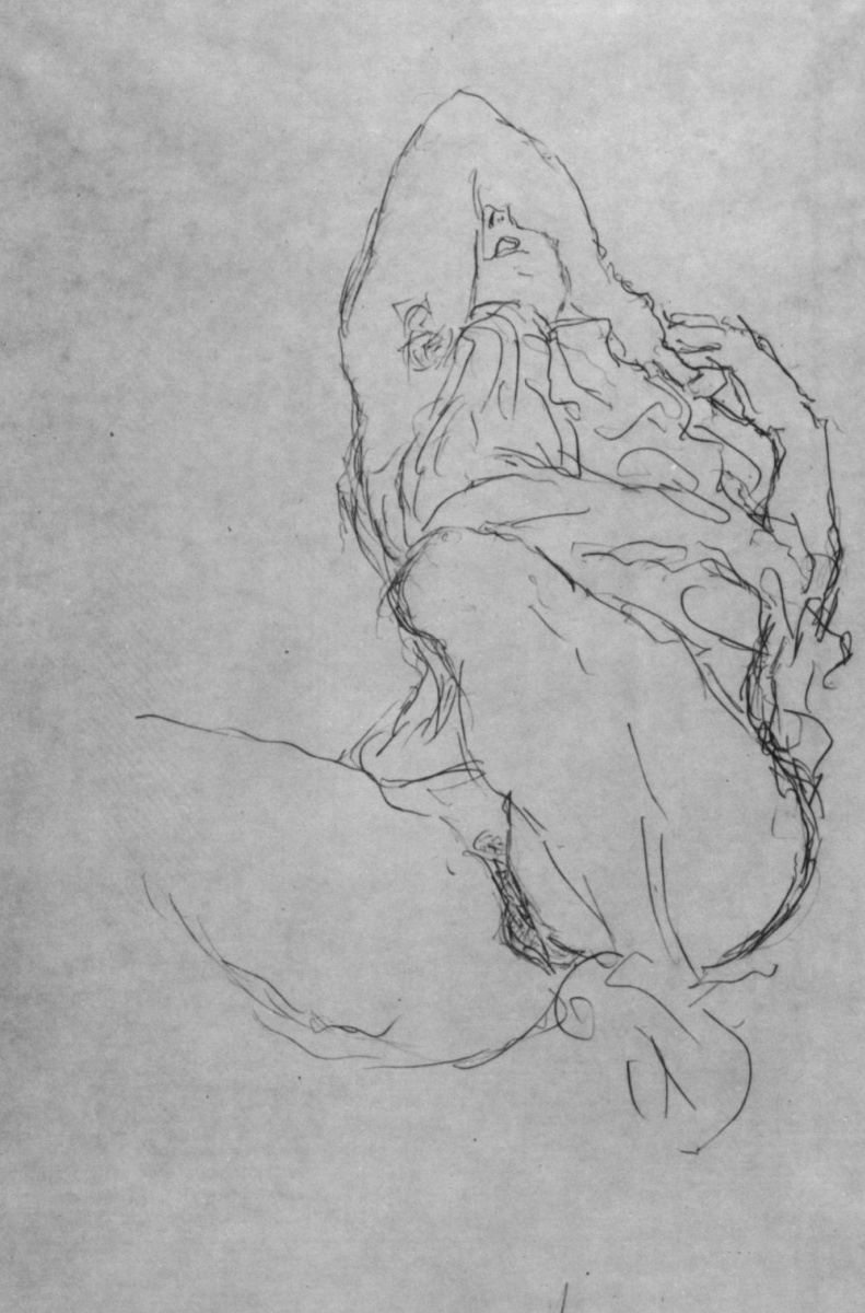 Gustav Klimt. Reclining semi-Nude with face half-closed hand (Sketch for "the Bride")