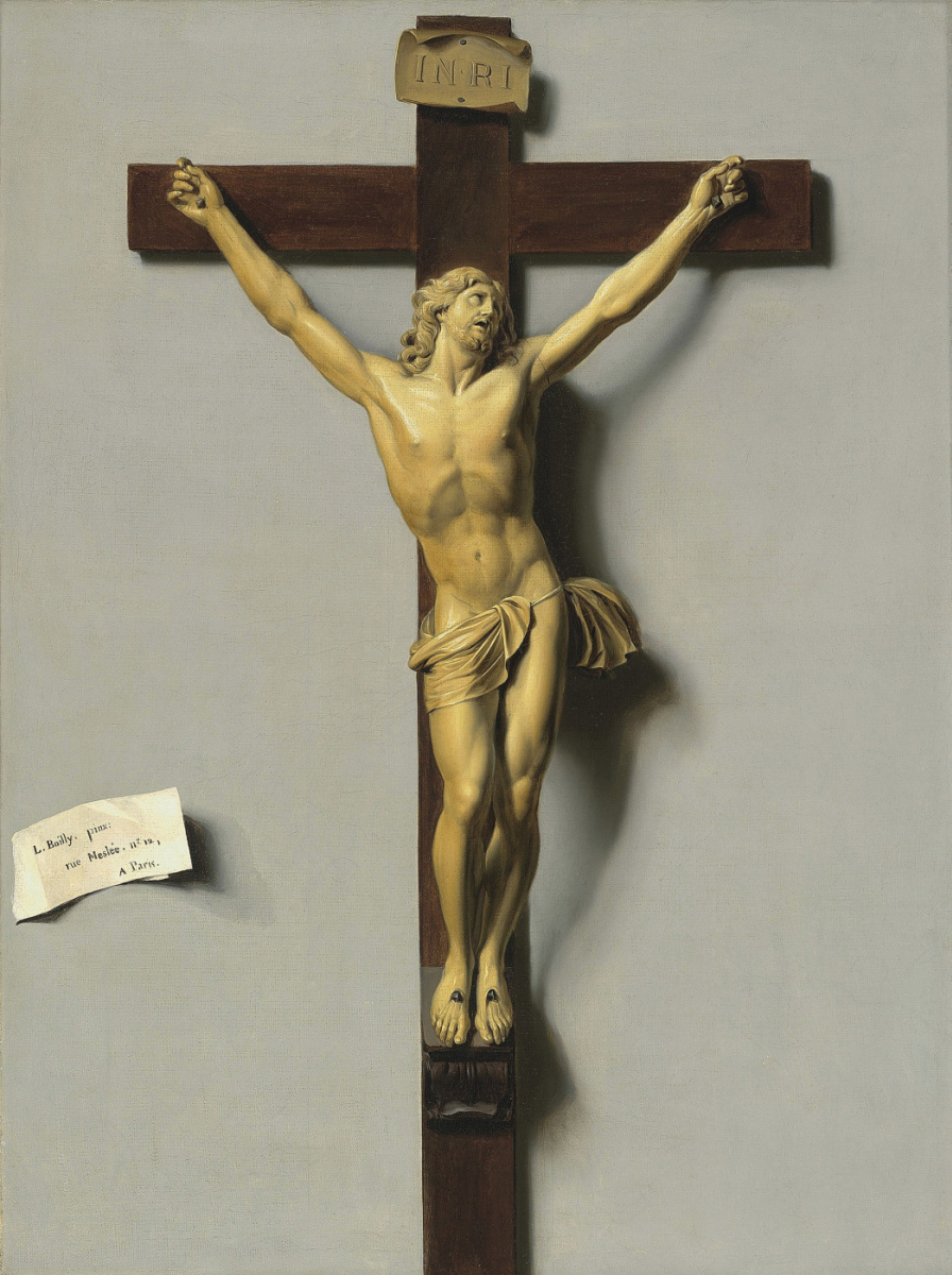 Louis-Leopold Boi. Trompe-l'oeil Crucifix of Ivory and Wood