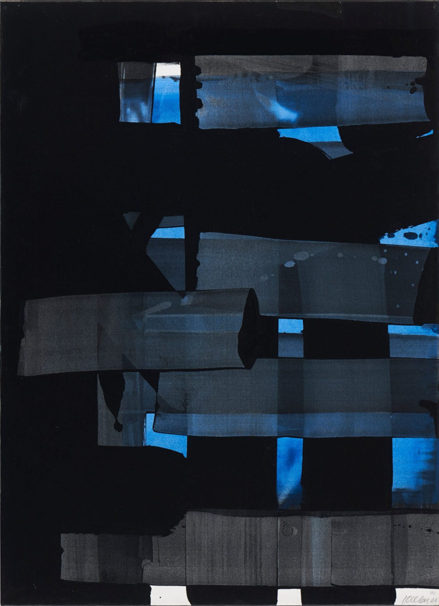 Pierre Soulaj. Sans titre (noir et bleu)