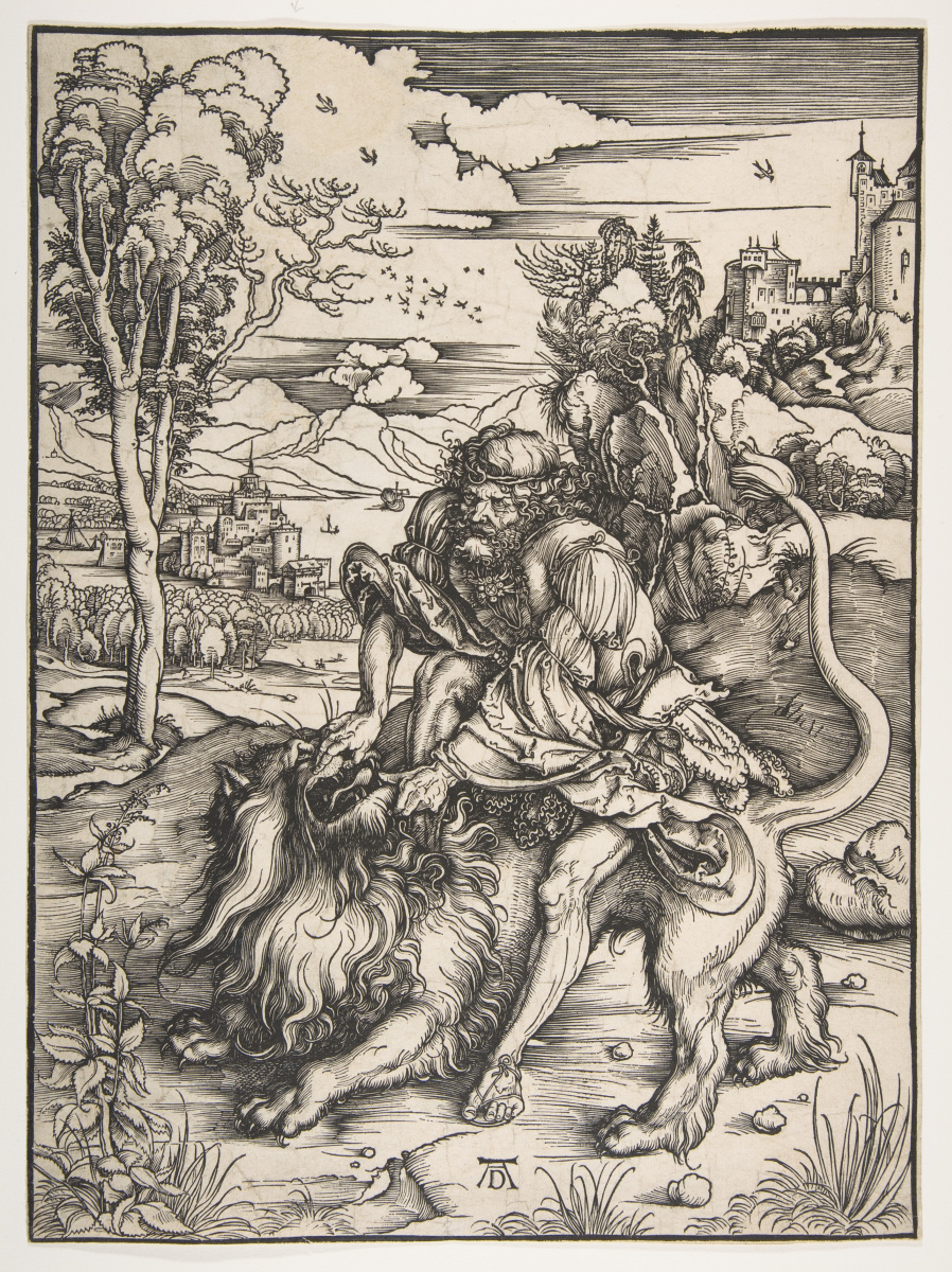 Albrecht Dürer. Samson tearing the lion's mouth