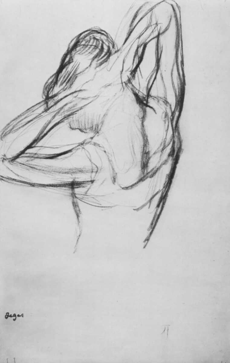 Edgar Degas. A sketch of ballerina with crossed behind the head with hands