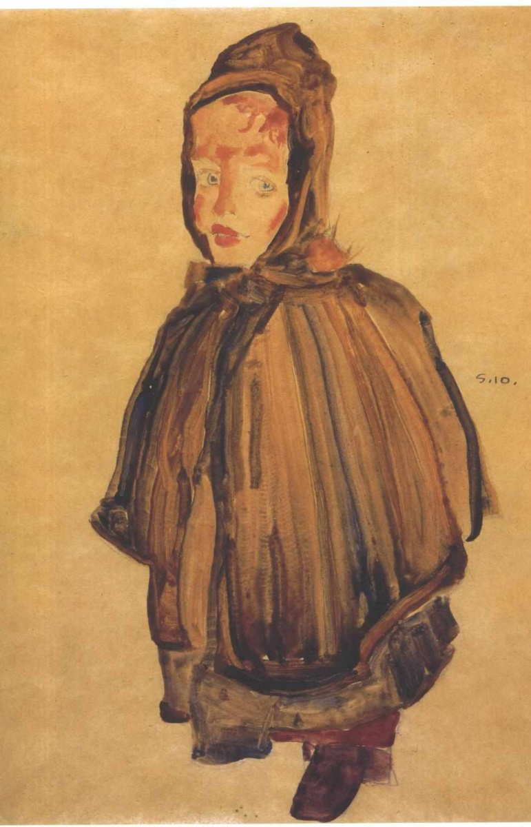 Egon Schiele. Portrait of a girl in a cloak