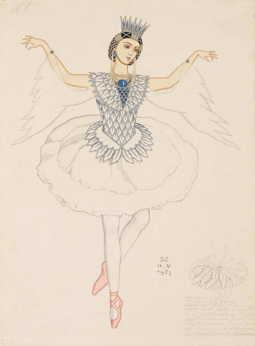 Ivan Yakovlevich Bilibin. Costume design for Anna Pavlova as the Swan Princess for the ballet by N. N. Cherepnin "Russian Fairy Tale"