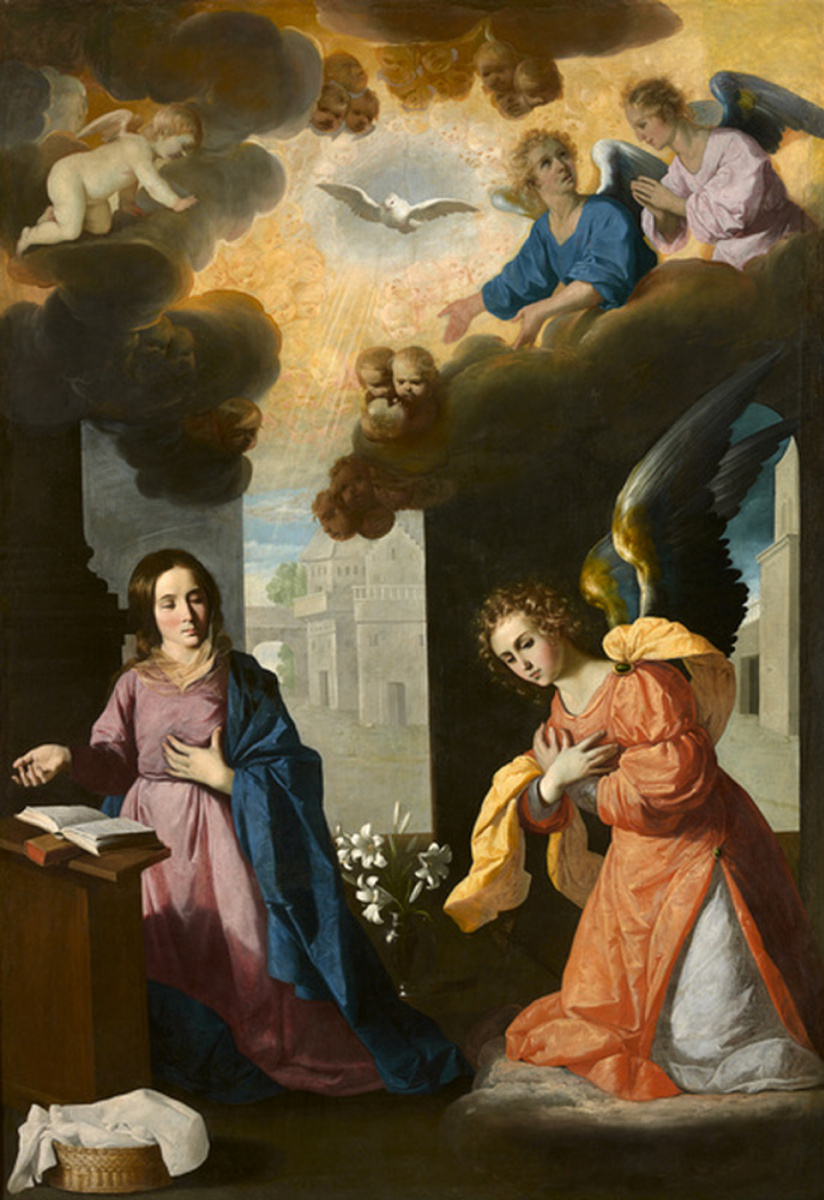 Francisco de Zurbaran. The main altar of the Carthusian monastery of Nuestra Señora de La Definicion in Jerez yeah La Frontera, scene: Annunciation